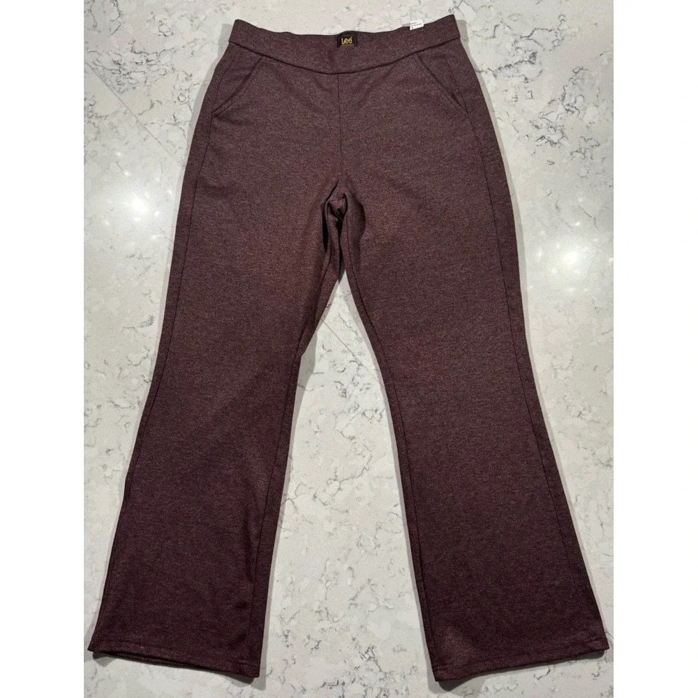 Lee Pants Womens Medium Maroon Stretch Pull-On Straight Leg Comfort Casual P-20